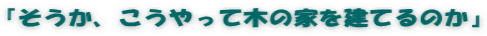 『そうか、こうやって木の家を建てるのか』