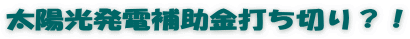 太陽光発電補助金打ち切り？！