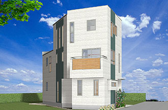 2006年完成「限られた敷地に建つ都市型3階建て住宅」