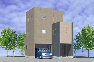 「狭小地に建つ３階建て住宅」