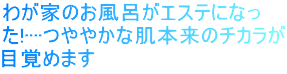 わが家のお風呂がエステになっ た!····つややかな肌本来のチカラが 目覚めます